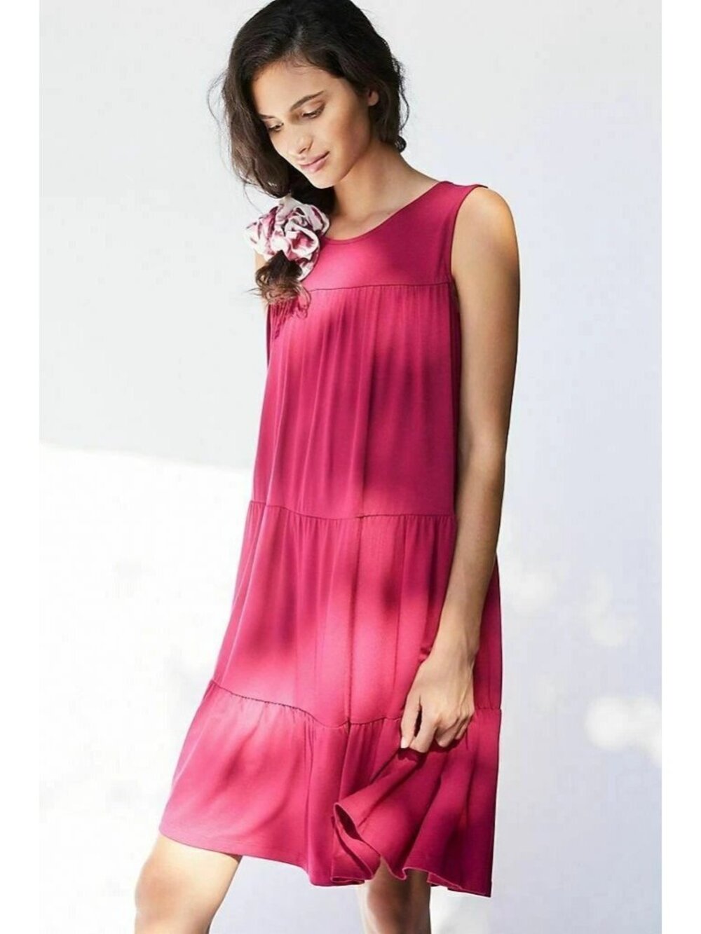 Anthropologie Saturday Sunday Shanna Tunic Dress Size 3X Tiered Sleeveless Pink